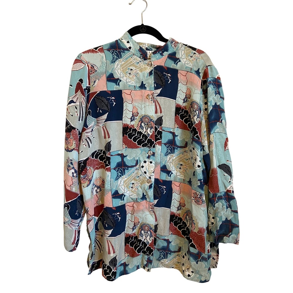 CITRON Santa Monica Silk Patchwork Kimono Style Blouse Size‎ Medium